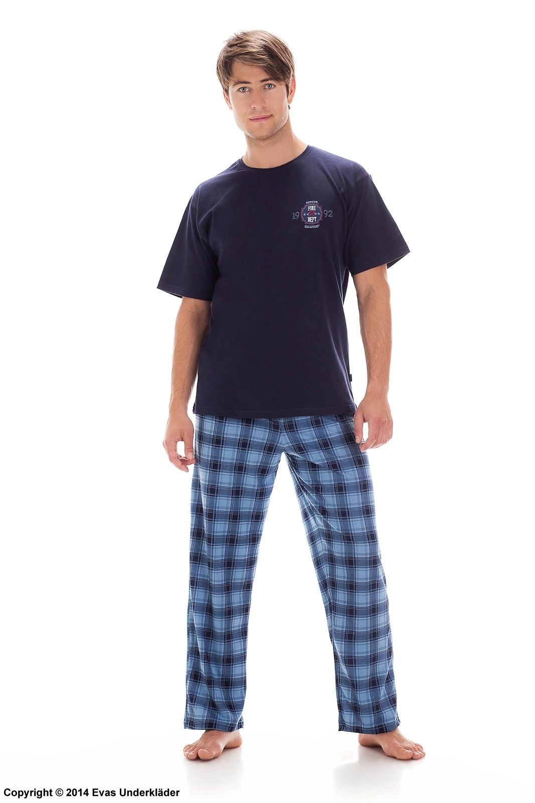 Pyjamas med rutig byxa